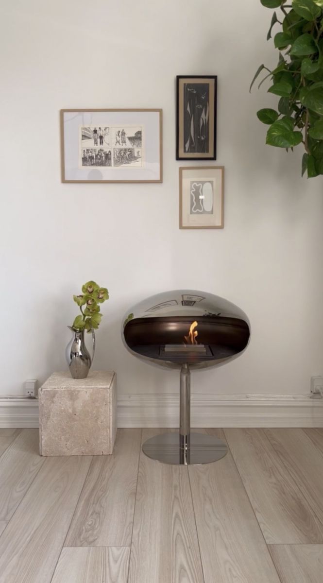 Biofireplace Cocoon Pedestal stainless steel polished