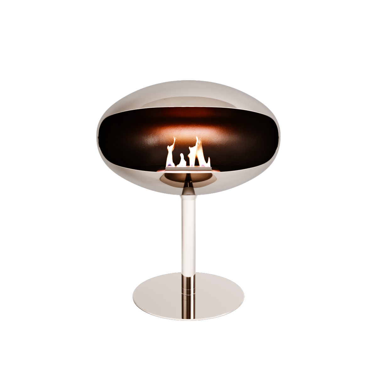 Biofireplace Cocoon Pedestal stainless steel polished