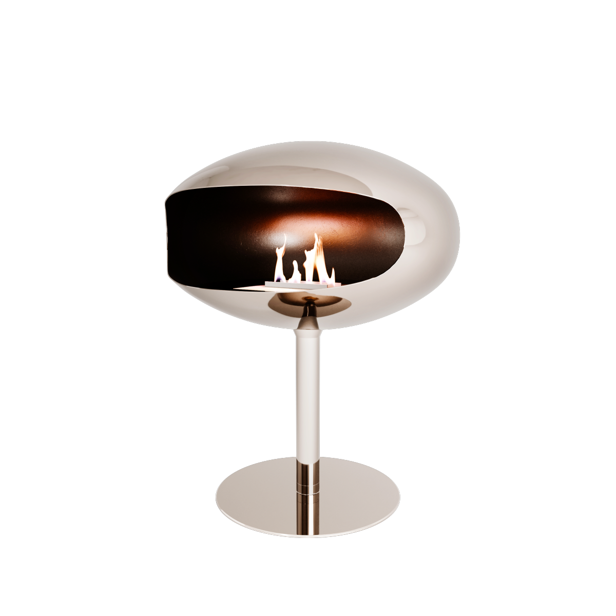 Biofireplace Cocoon Pedestal stainless steel polished