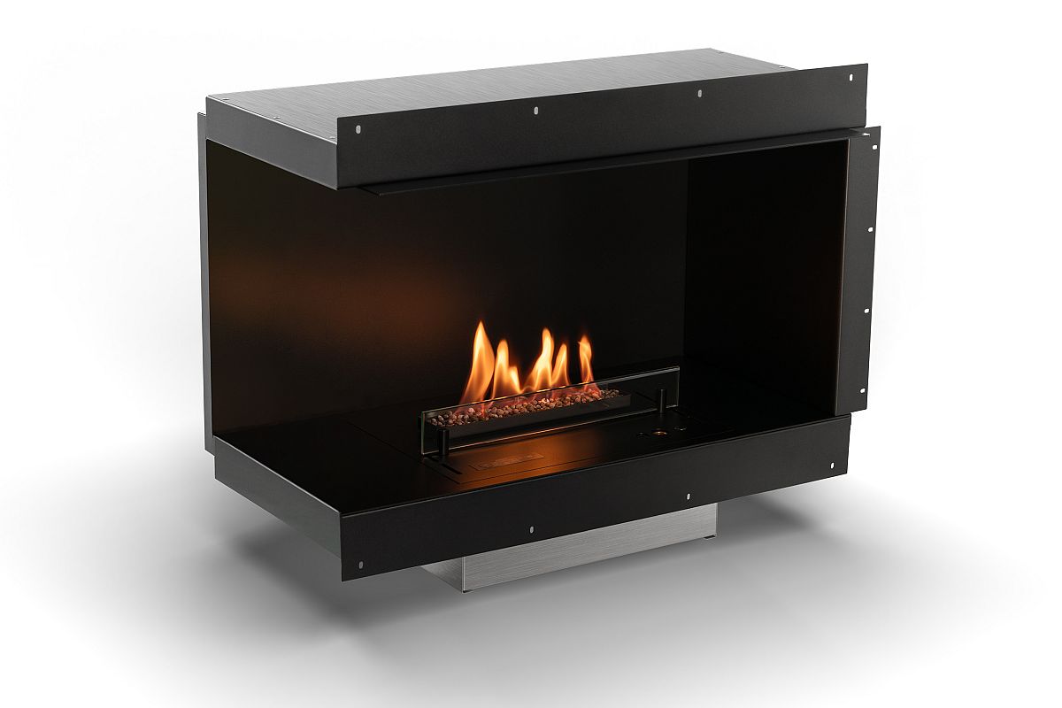Biotakka Planika Senso Fireplace vasemmalta sivulta avoimena.