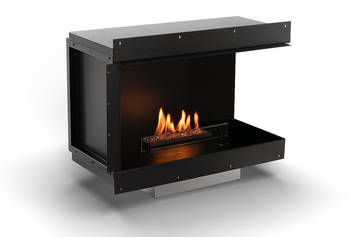 Biotakka Planika Senso Fireplace oikealta sivulta avoimena.