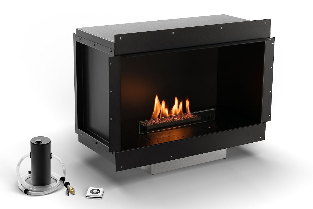 Biotakka Planika Senso Fireplace polttoainepumpulla ja kaukosäätimellä.