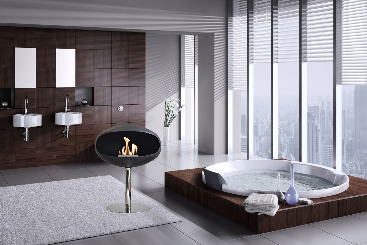 Biofireplace Cocoon Pedestal black with steel base