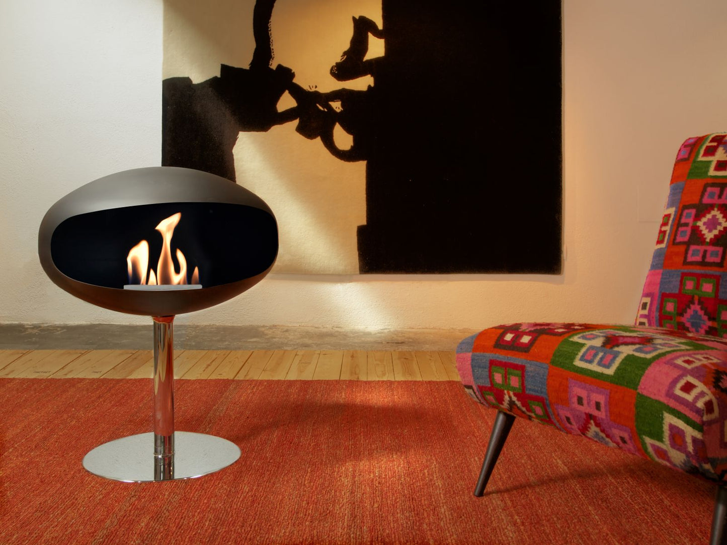 Biofireplace Cocoon Pedestal black with steel base