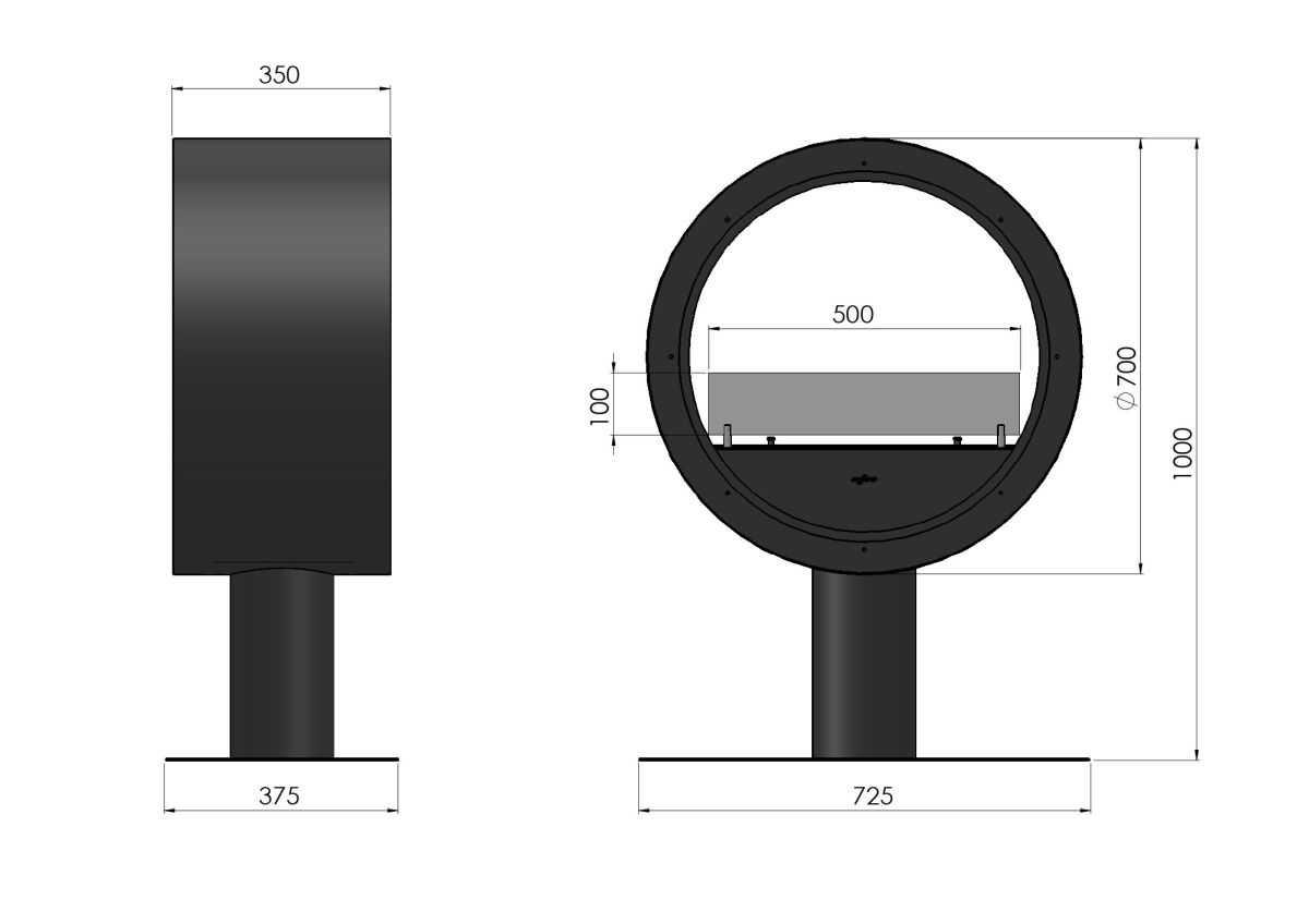 Biofireplace Infire Incircle Stand 2Side
