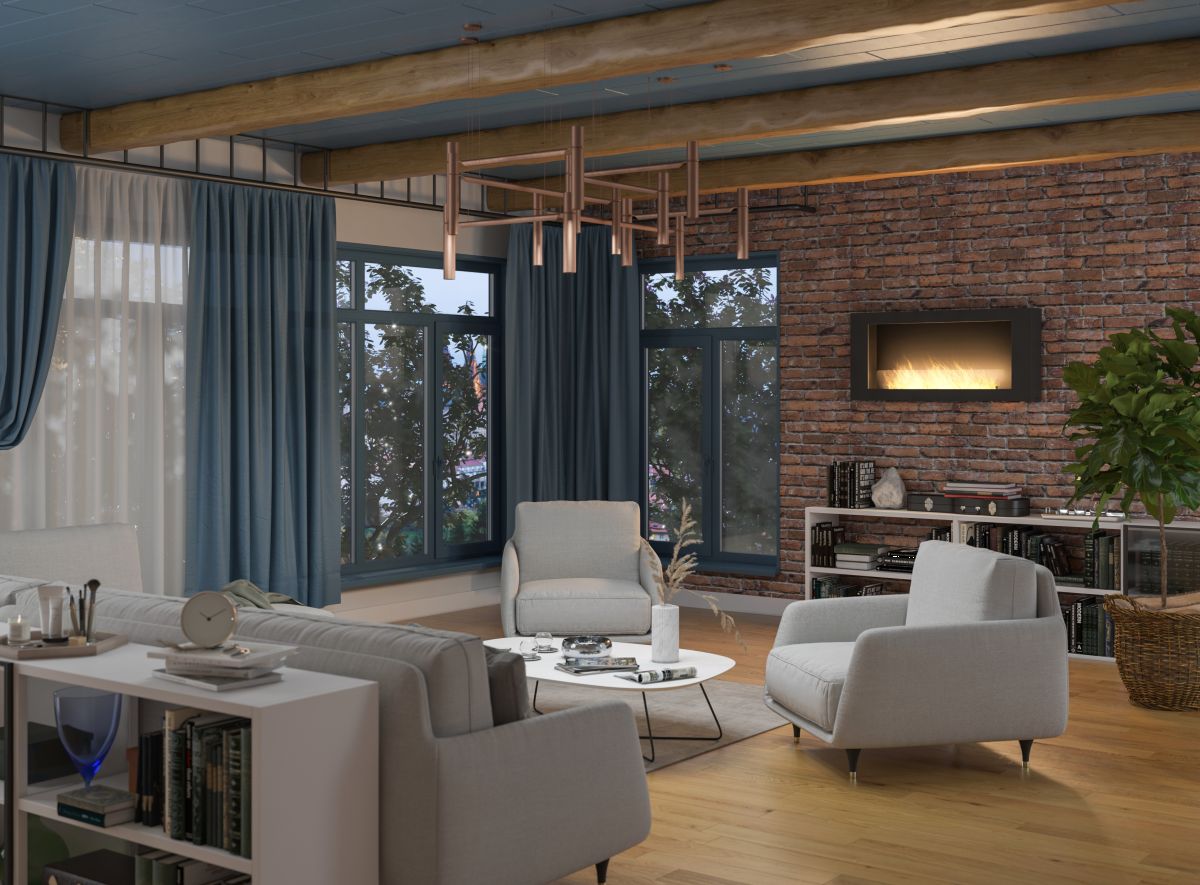 Musta biotakka Murall 1200 tuo lämpöä ja tunnelmaa olohuoneeseen.