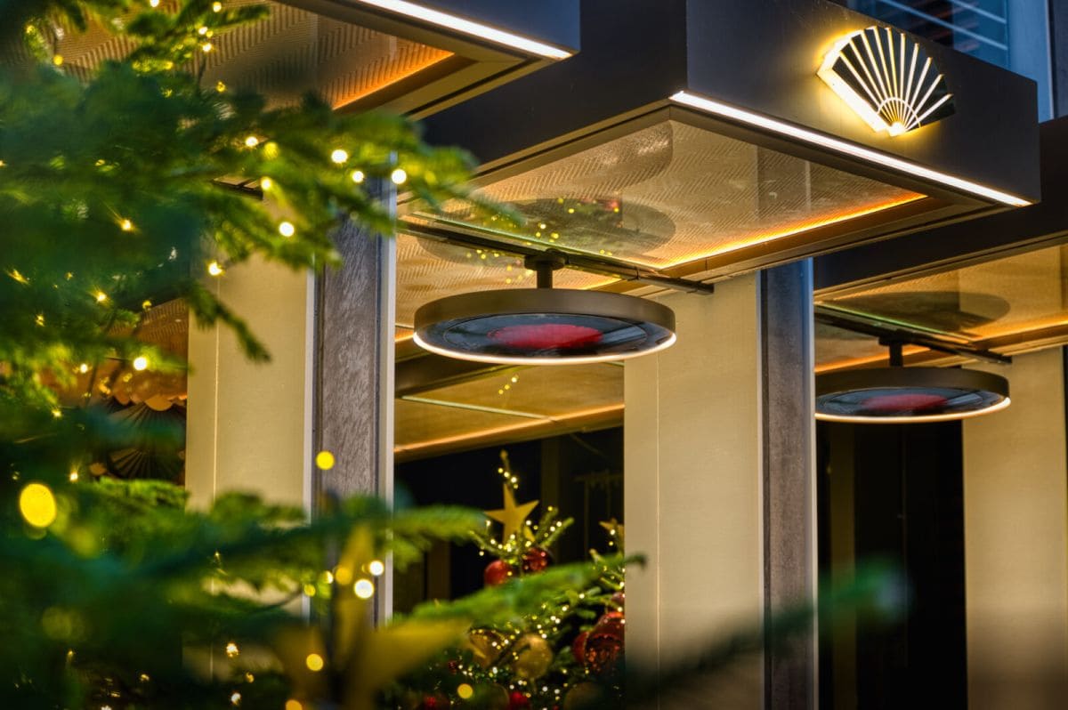bromic eclipse patio heater at hotel entrance