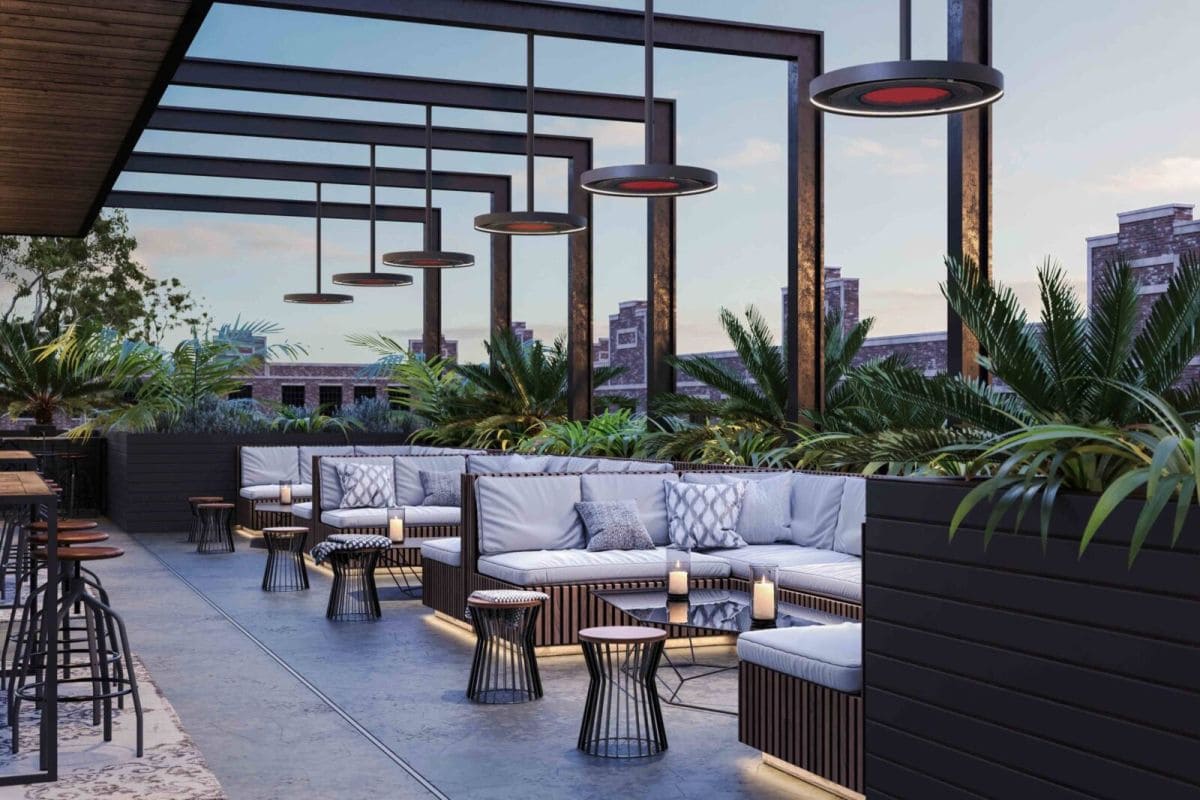 bromic eclipse patio heater at roof terrace
