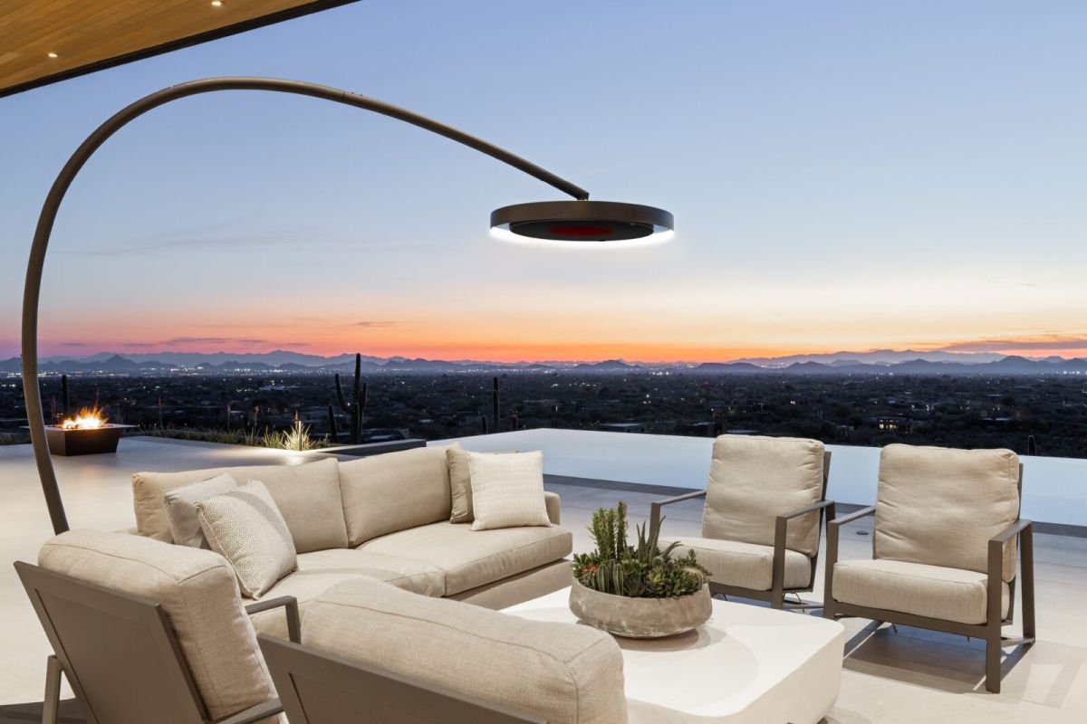 bromic eclipse portable patio heater over lounge area