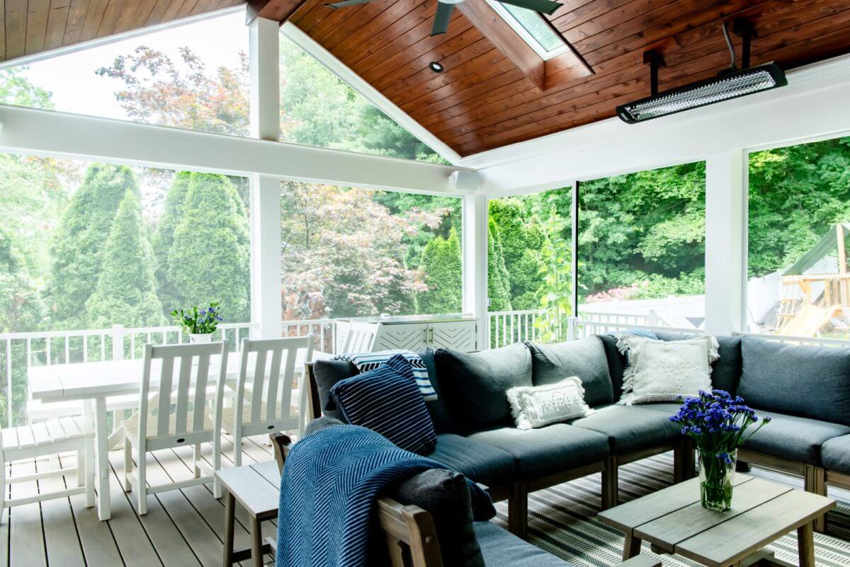 Bromic Tungsten patio heaters at covered home terrace