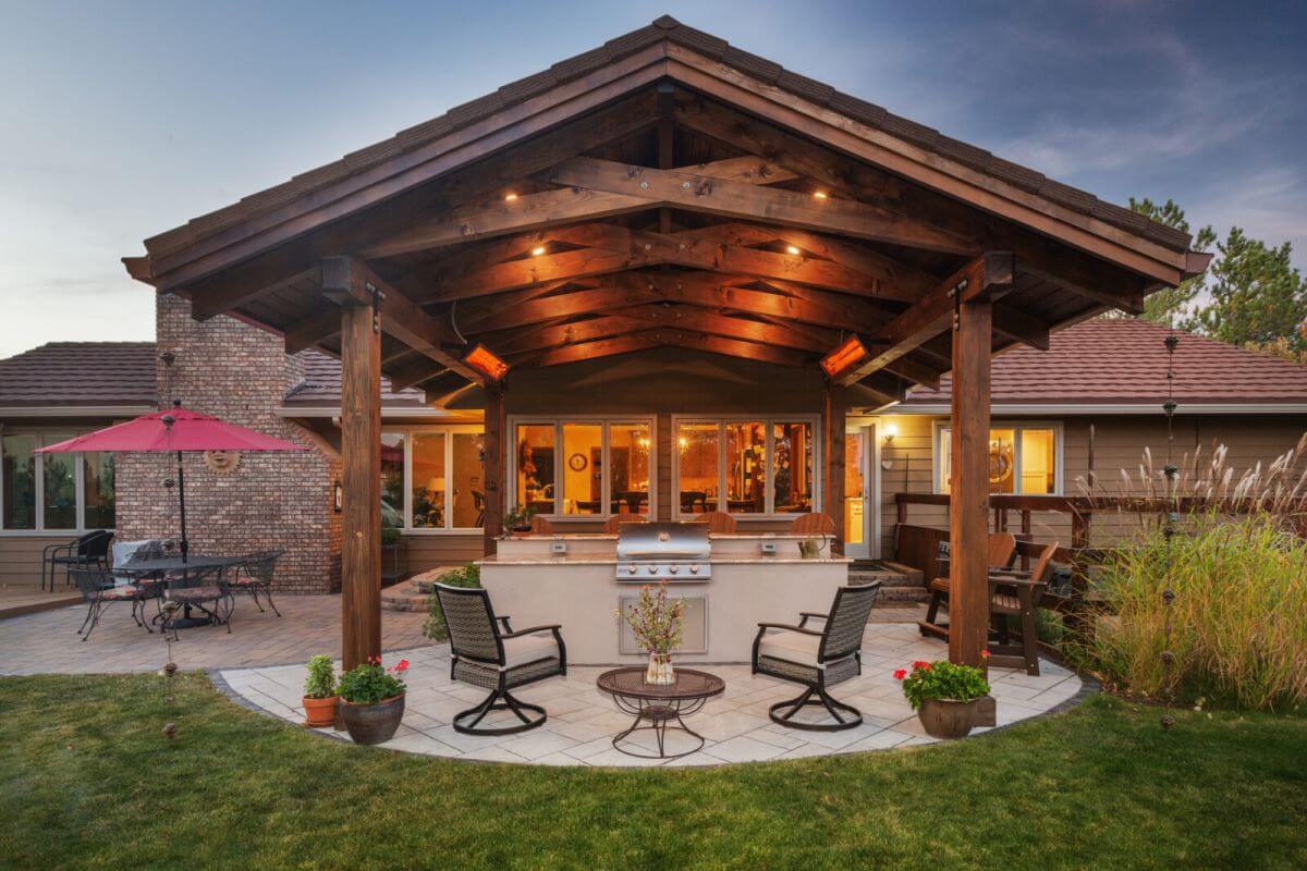 Bromic Tungsten patio heaters at wooden terrace