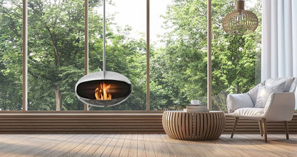 Biofireplace Cocoon Aeris polished stainless steel