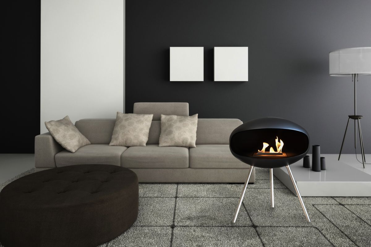 Biofireplace Cocoon Terra black with steel base