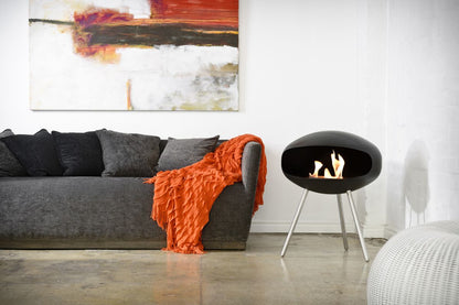 Biofireplace Cocoon Terra black with steel base