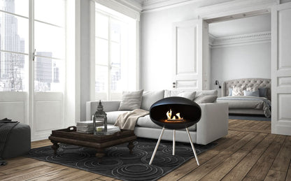 Biofireplace Cocoon Terra black with steel base