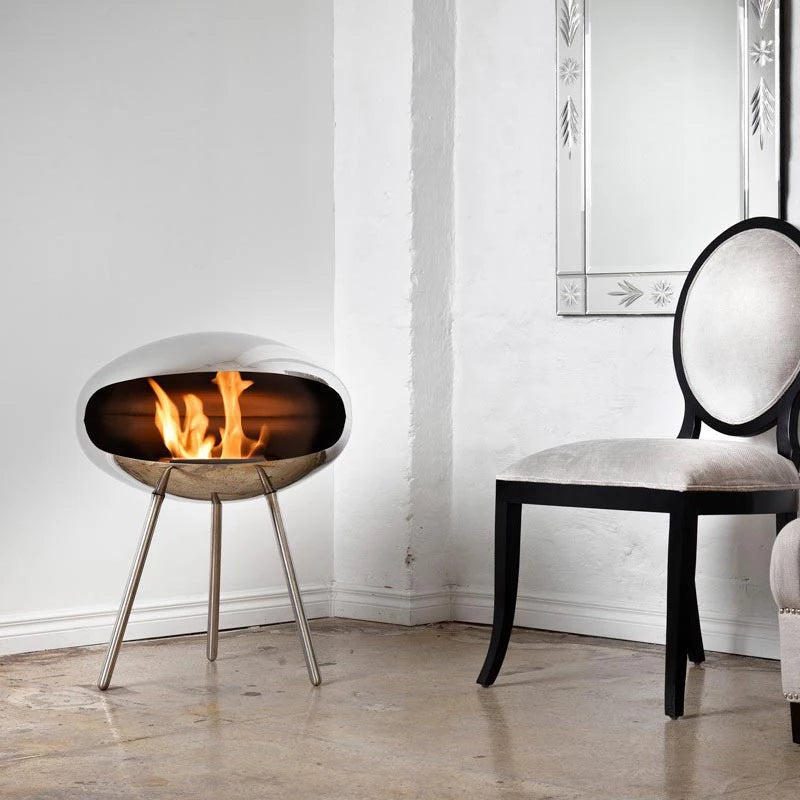Biofireplace Cocoon Terra stainless steel polished