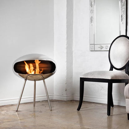 Biofireplace Cocoon Terra stainless steel polished