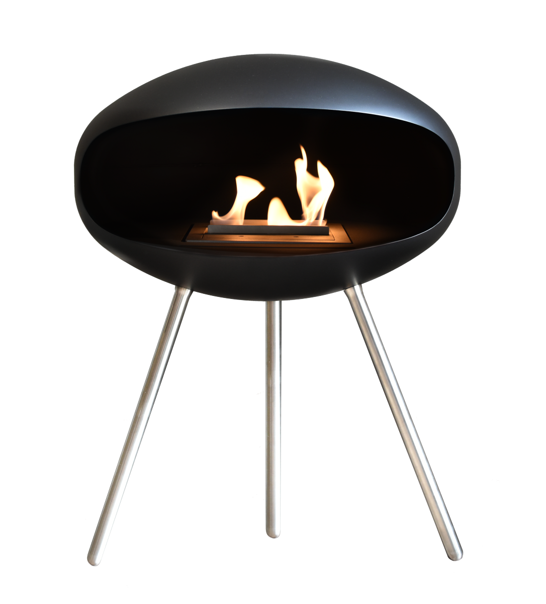 Biofireplace Cocoon Terra black with steel base