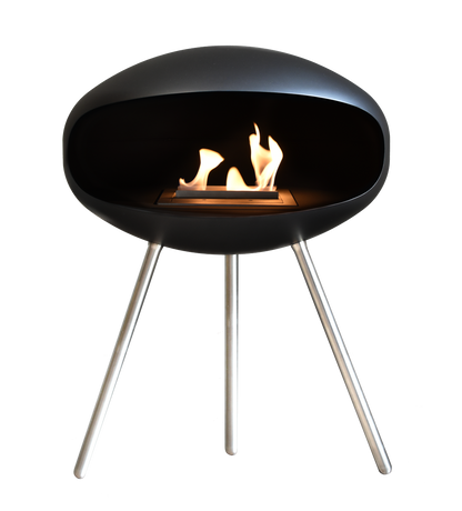 Biofireplace Cocoon Terra black with steel base