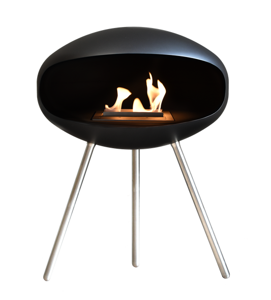 Biofireplace Cocoon Terra black with steel base