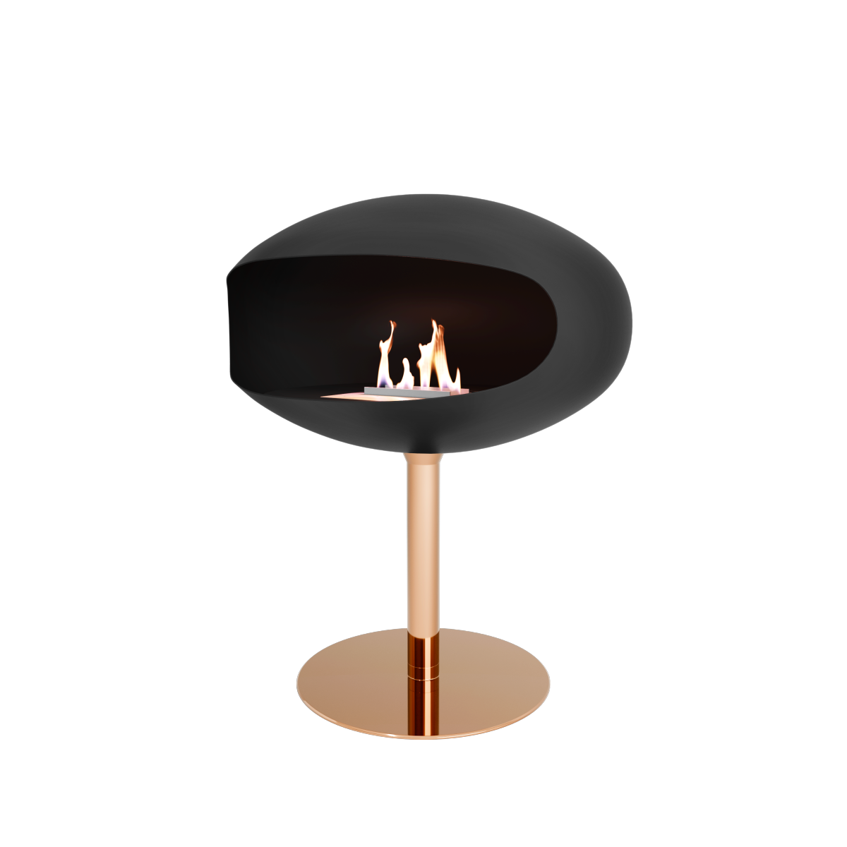 Biofireplace Cocoon Pedestal black with copper base