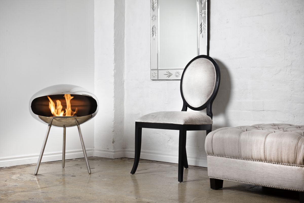 Biofireplace Cocoon Terra stainless steel polished