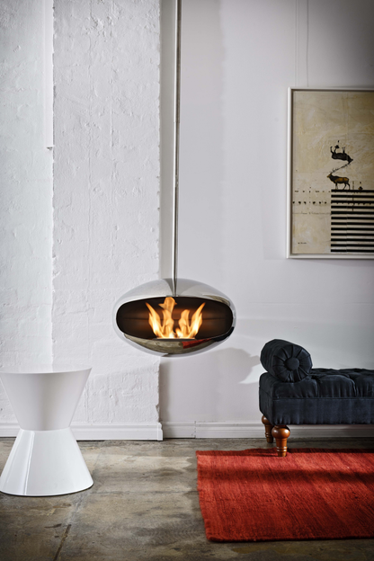 Biofireplace Cocoon Aeris polished stainless steel