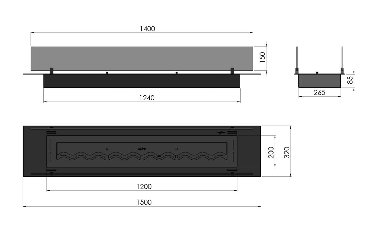 Biotakkainsertti Infire Slim Line 1500 musta