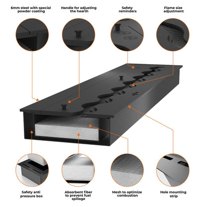 Biotakkainsertti Infire Slim Line 1200 musta