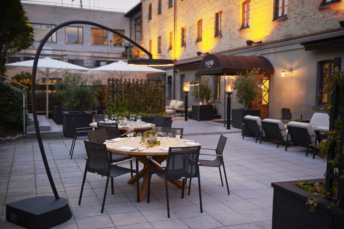 bromic eclipse portable patio heater at cafe terrace