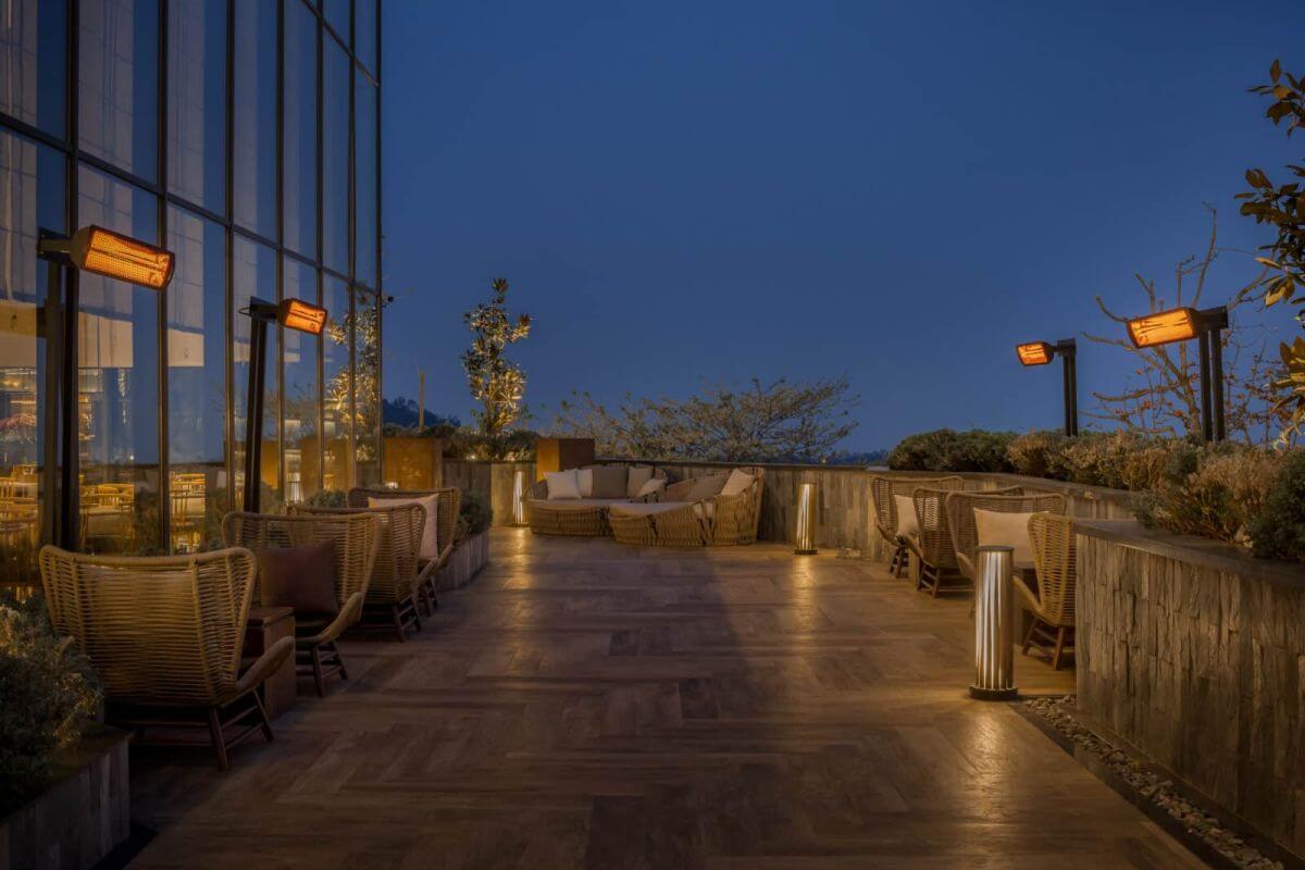 Bromic Tungsten patio heaters heating outdoor areas