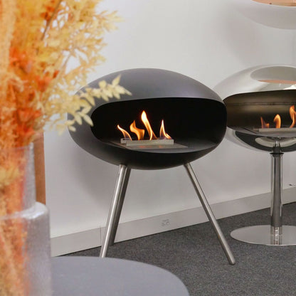 Biofireplace Cocoon Terra black with steel base